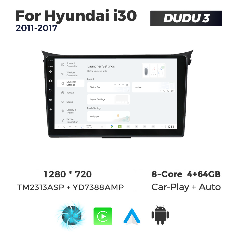 Navigatie Dedicata Hyundai I30 2011-2017 DUDU3 9" 4GB RAM, 64GB ROM, Octacore, Ecran HD, CarPlay&AndroidAuto, Android - imagine 2