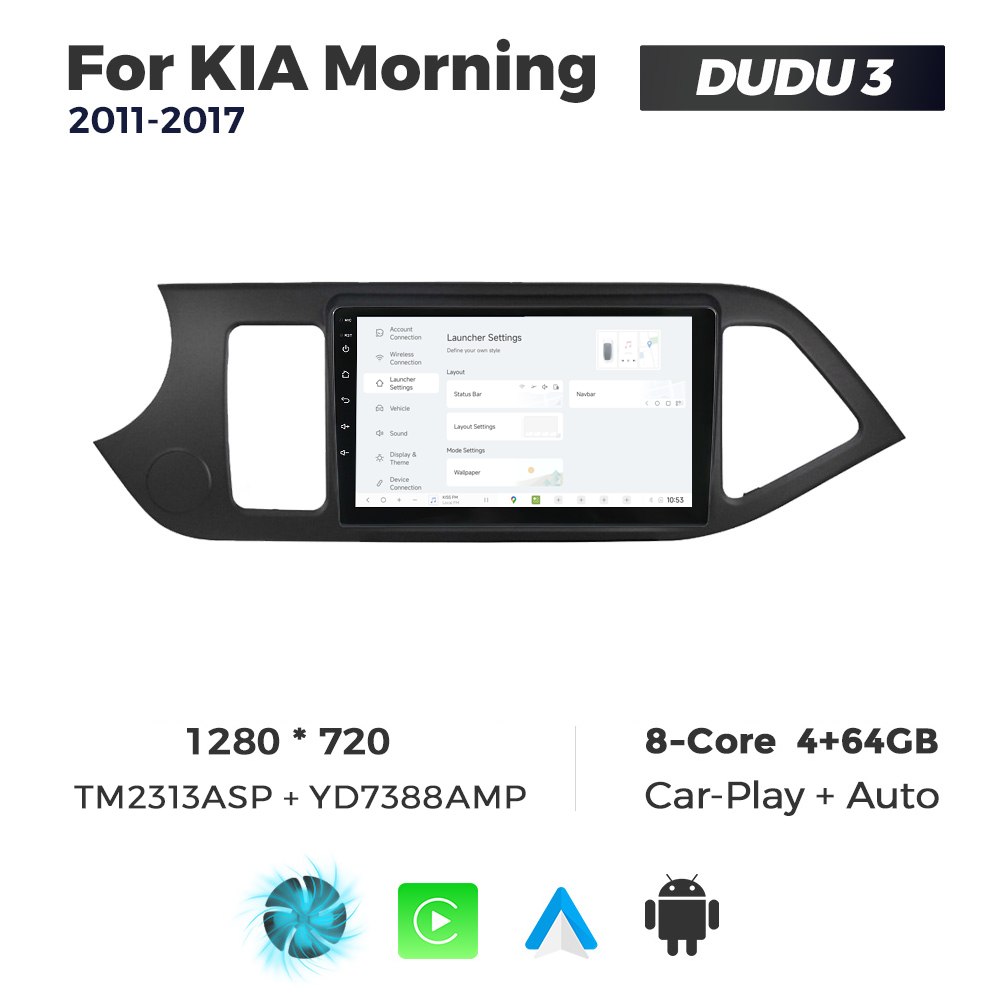 Navigatie Dedicata Kia Morning 2011-2017 DUDU3 9" 4GB RAM, 64GB ROM, Octacore, Ecran HD, CarPlay&AndroidAuto, Android - imagine 2