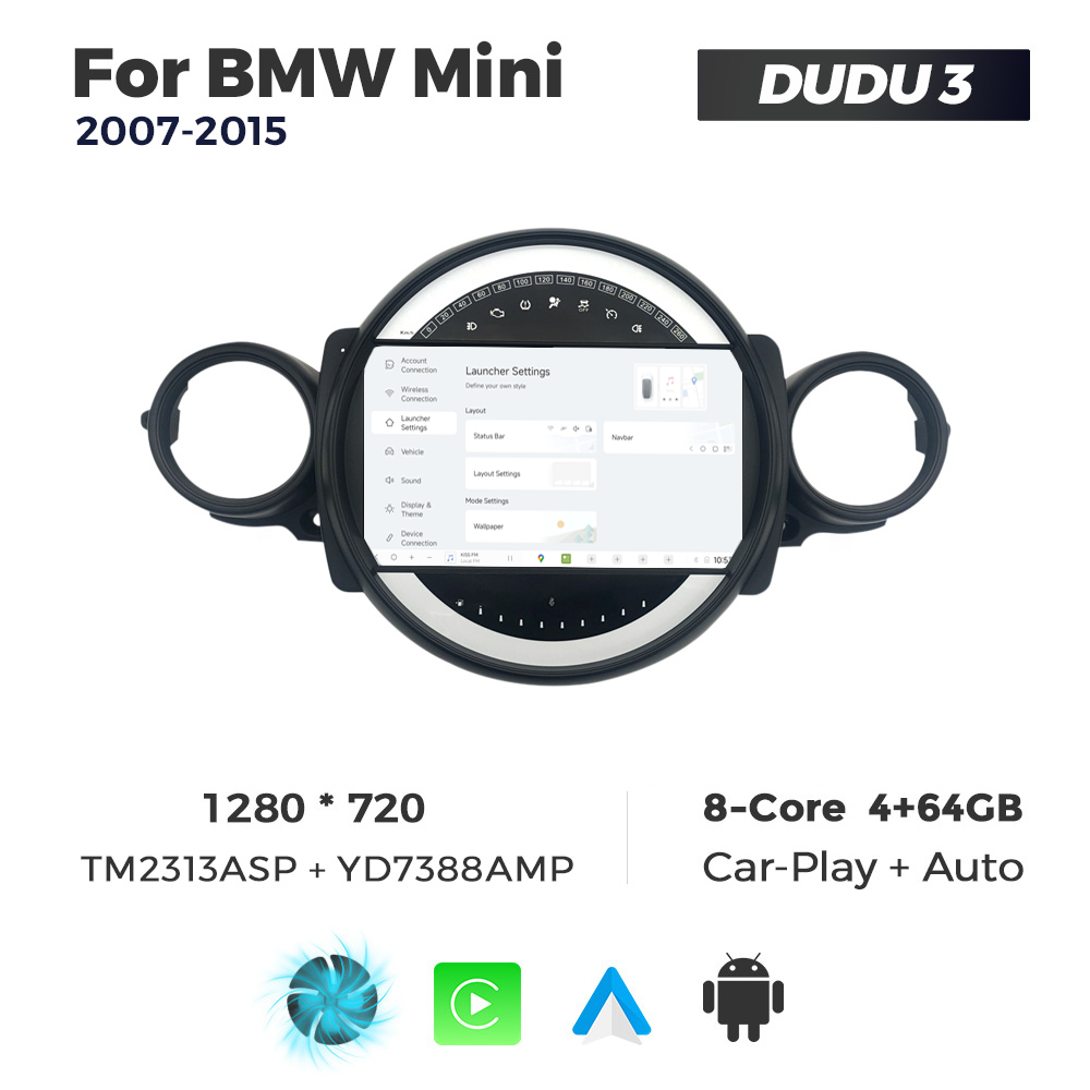 Navigatie Dedicata BMW MINI 2007-2015 DUDU3 9" 4GB RAM, 64GB ROM, Octacore, Ecran HD, CarPlay&AndroidAuto, Android - imagine 2