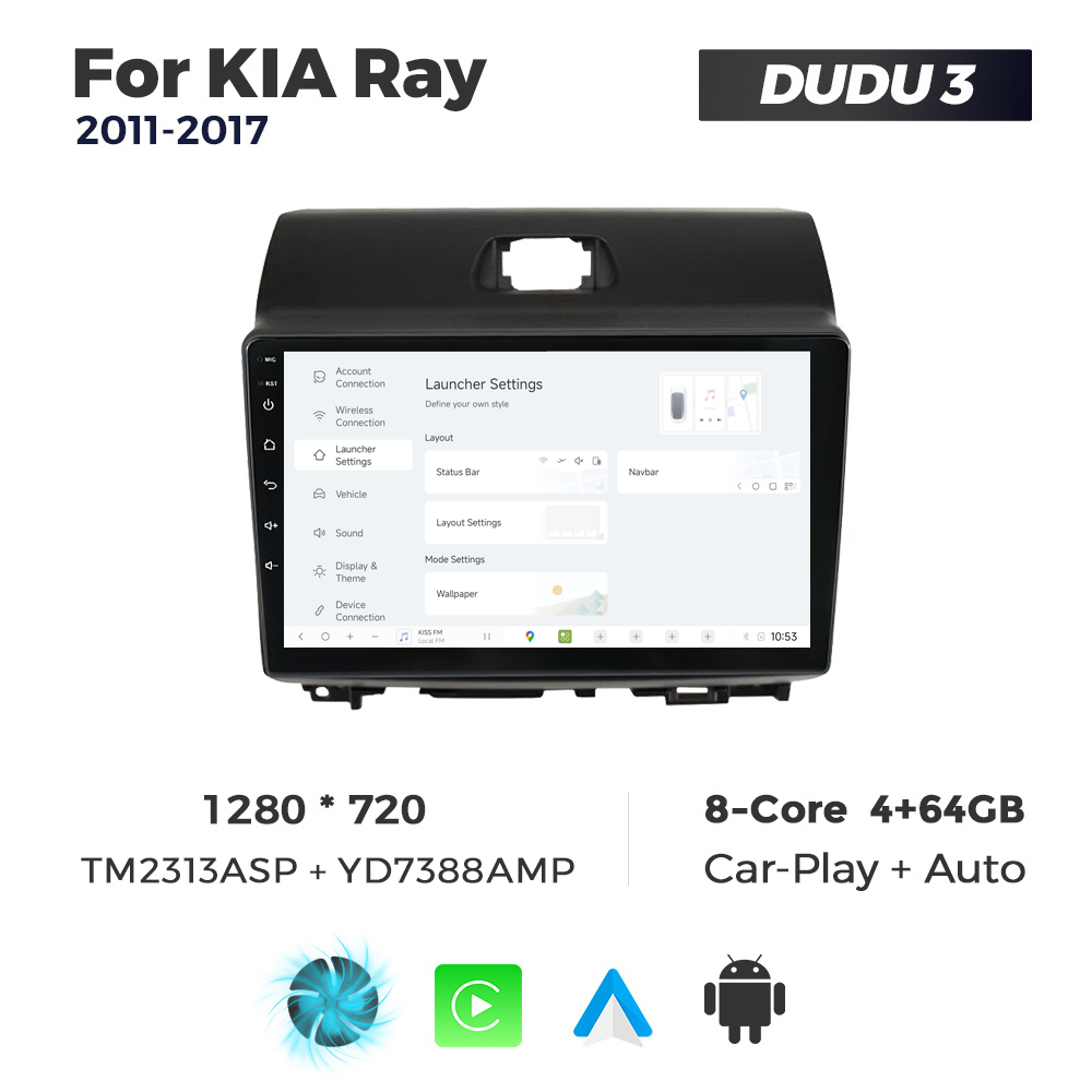 Navigatie Dedicata Kia Ray 2011-2017 DUDU3 9" 4GB RAM, 64GB ROM, Octacore, Ecran HD, CarPlay&AndroidAuto, Android - imagine 2