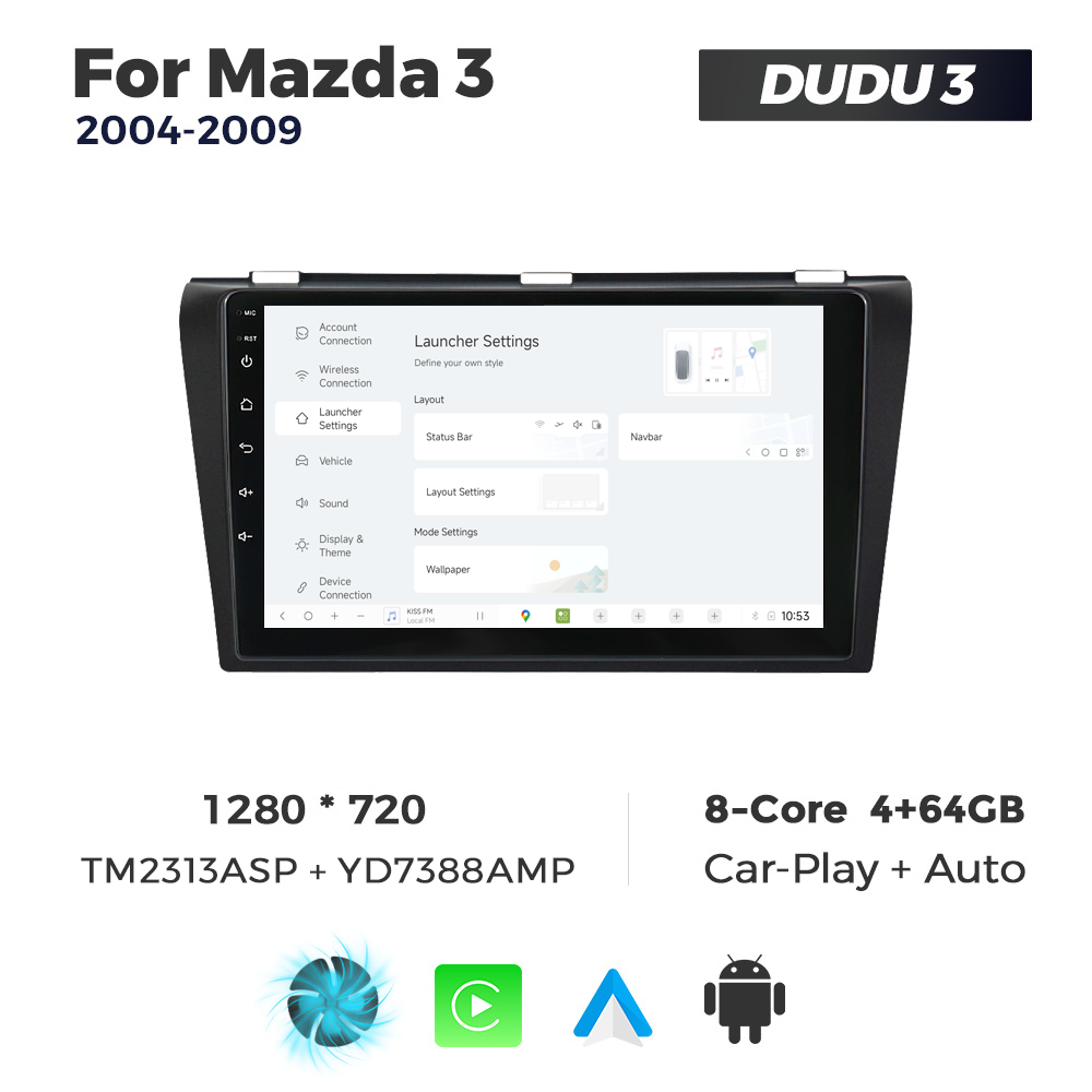 Navigatie Dedicata Mazda 3 2004-2009 DUDU3 9" 4GB RAM, 64GB ROM, Octacore, Ecran HD, CarPlay&AndroidAuto, Android - imagine 2
