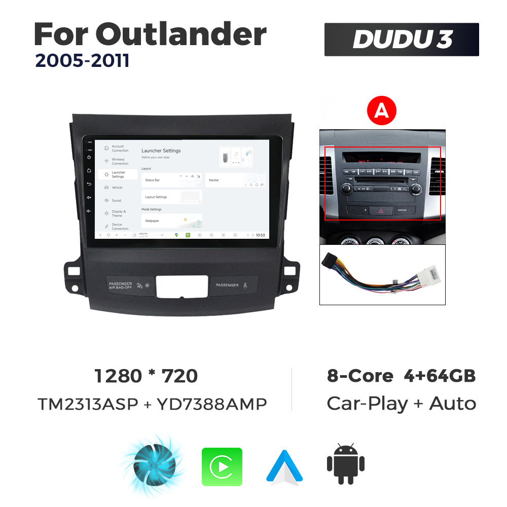Navigatie Dedicata Mitsubishi Outlander 2005-2011 DUDU3 9" 4GB RAM, 64GB ROM, Octacore, Ecran HD, CarPlay&AndroidAuto, Android - imagine 2