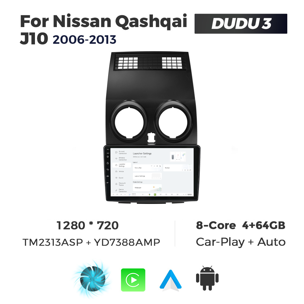 Navigatie Dedicata Nissan Qashqai J10 2006-2013 DUDU3 9" 4GB RAM, 64GB ROM, Octacore, Ecran HD, CarPlay&AndroidAuto, Android - imagine 2