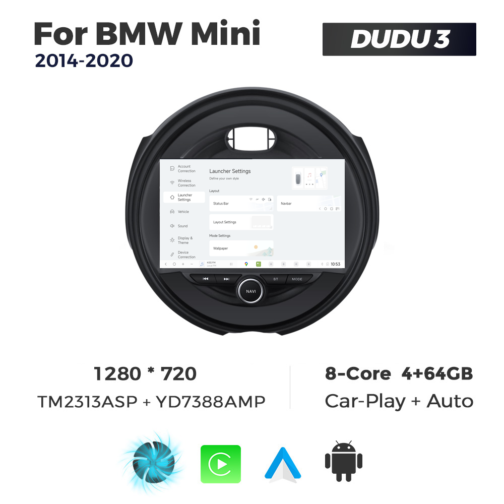 Navigatie Dedicata BMW MINI 2014-2020 DUDU3 9" 4GB RAM, 64GB ROM, Octacore, Ecran HD, CarPlay&AndroidAuto, Android - imagine 2