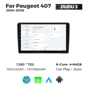 Navigatie Dedicata Peugeot 407 2004-2008 DUDU3 9" 4GB RAM, 64GB ROM, Octacore, Ecran HD, CarPlay&AndroidAuto, Android - imagine 2