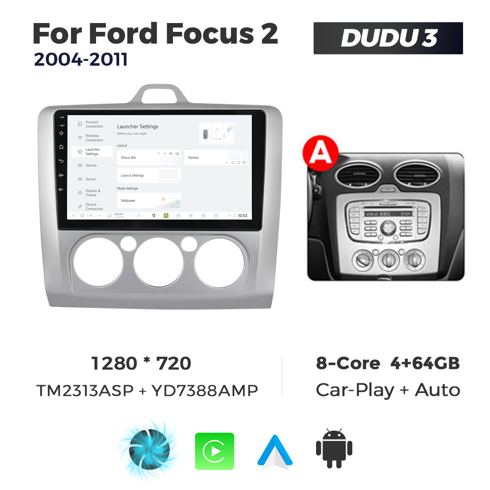 Navigatie Dedicata Ford Focus 2 2004-2011 AC DUDU3 9" 4GB RAM, 64GB ROM, Octacore, Ecran HD, CarPlay&AndroidAuto, Android - imagine 2