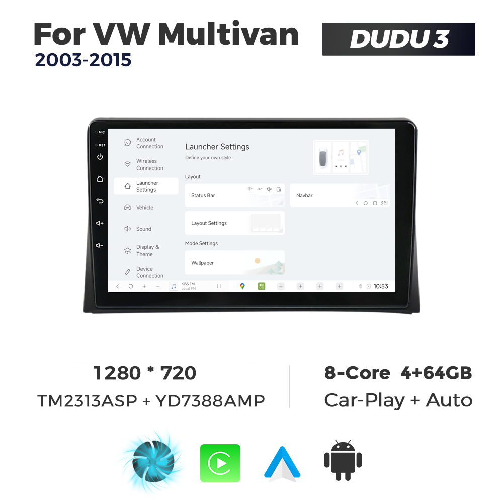 Navigatie Dedicata Volkswagen Multivan 2003-2015 DUDU3 9" 4GB RAM, 64GB ROM, Octacore, Ecran HD, CarPlay&AndroidAuto, Android - imagine 2