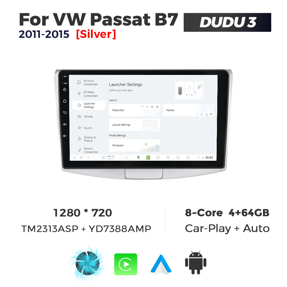 Navigatie Dedicata Volkswagen Passat B6/B7 Gri 2005-2015 DUDU3 10" 4GB RAM, 64GB ROM, Octacore, Ecran HD, CarPlay&AndroidAuto, Android - imagine 2