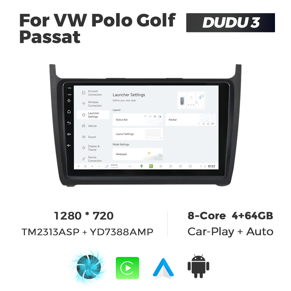 Navigatie Dedicata Volkswagen Polo 2009-2017 DUDU3 9" 4GB RAM, 64GB ROM, Octacore, Ecran HD, CarPlay&AndroidAuto, Android - imagine 2