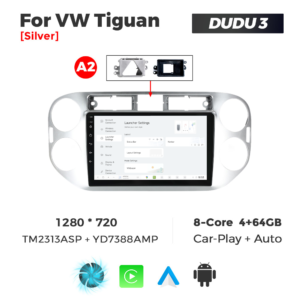 Navigatie Dedicata Volkswagen Tiguan 2007-2016 Gri DUDU3 9" 4GB RAM, 64GB ROM, Octacore, Ecran HD, CarPlay&AndroidAuto, Android - imagine 2