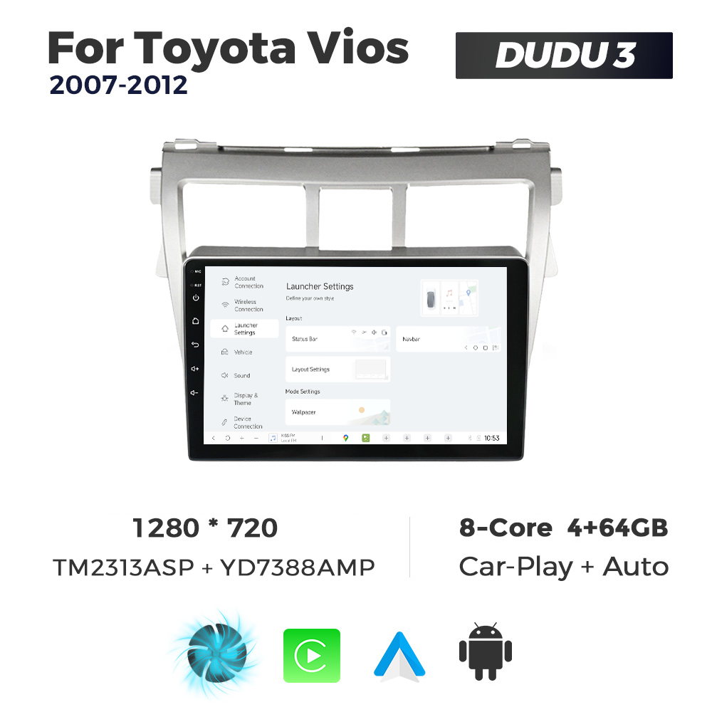 Navigatie Dedicata Toyota Vios 2007-2012 DUDU3 9" 4GB RAM, 64GB ROM, Octacore, Ecran HD, CarPlay&AndroidAuto, Android - imagine 2