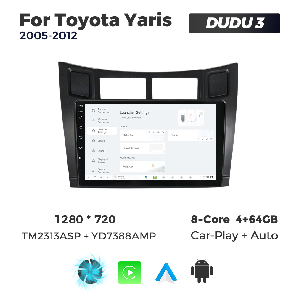 Navigatie Dedicata Toyota Yaris 2005-2012 DUDU3 9" 4GB RAM, 64GB ROM, Octacore, Ecran HD, CarPlay&AndroidAuto, Android - imagine 2