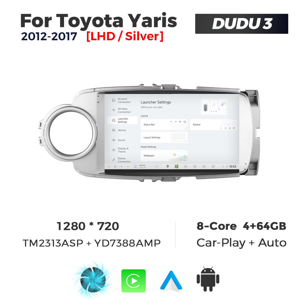 Navigatie Dedicata Toyota Yaris 2012-2017 DUDU3 9" 4GB RAM, 64GB ROM, Octacore, Ecran HD, CarPlay&AndroidAuto, Android - imagine 2