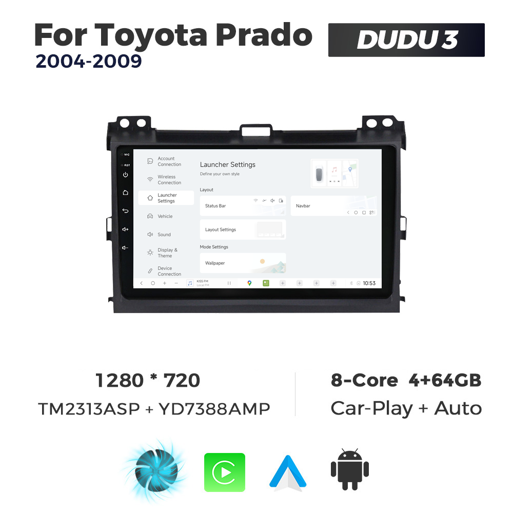 Navigatie Dedicata Toyota Prado 2004-2009 DUDU3 9" 4GB RAM, 64GB ROM, Octacore, Ecran HD, CarPlay&AndroidAuto, Android - imagine 2