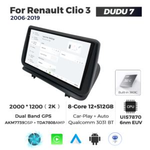 Navigatie Dedicata Renault Clio 3 2006-2019 DUDU7 9" 12GB RAM, 512GB ROM, Octacore, Ecran 2K, CarPlay&AndroidAuto, Android - imagine 2
