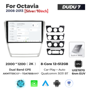 Navigatie Dedicata Skoda Octavia 2004-2013 Gri DUDU7 9" 12GB RAM, 512GB ROM, Octacore, Ecran 2K, CarPlay&AndroidAuto, Android - imagine 2