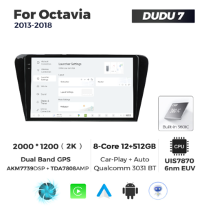 Navigatie Dedicata Skoda Octavia 2013-2018 DUDU7 9" 12GB RAM, 512GB ROM, Octacore, Ecran 2K, CarPlay&AndroidAuto, Android - imagine 2