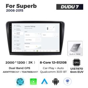 Navigatie Dedicata Skoda Superb 2008-2015 DUDU7 9" 12GB RAM, 512GB ROM, Octacore, Ecran 2K, CarPlay&AndroidAuto, Android - imagine 2