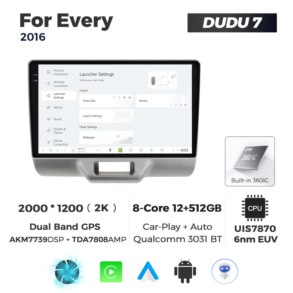 Navigatie Dedicata Suzuki Every 2016 DUDU7 9" 12GB RAM, 512GB ROM, Octacore, Ecran 2K, CarPlay&AndroidAuto, Android - imagine 2