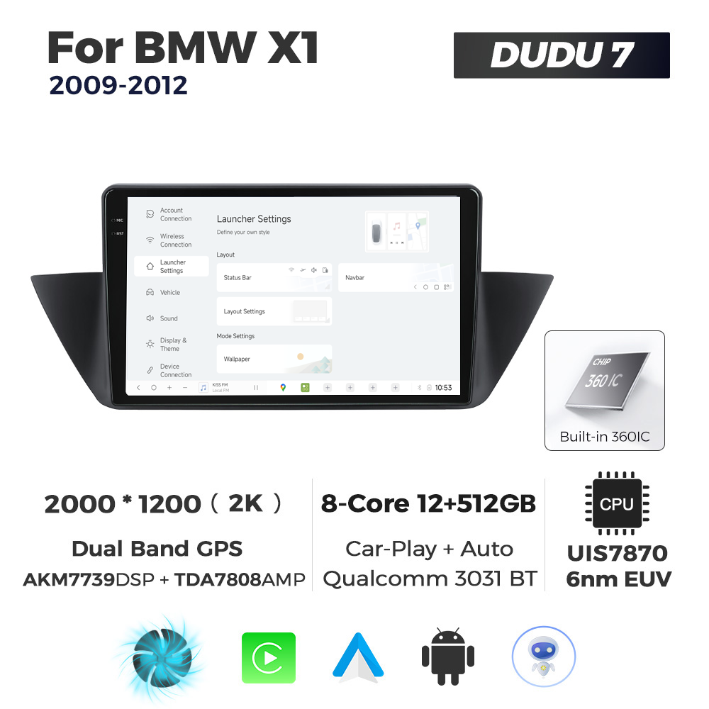 Navigatie Dedicata BMW X1 2009-2012 DUDU7 9" 12GB RAM, 512GB ROM, Octacore, Ecran 2K, CarPlay&AndroidAuto, Android - imagine 2