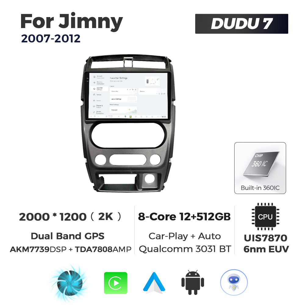 Navigatie Dedicata Suzuki Jimny 2007-2012 DUDU7 9" 12GB RAM, 512GB ROM, Octacore, Ecran 2K, CarPlay&AndroidAuto, Android - imagine 2