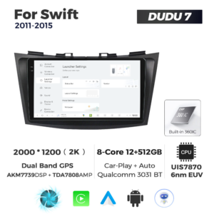 Navigatie Dedicata Suzuki Swift 2011-2015 DUDU7 9" 12GB RAM, 512GB ROM, Octacore, Ecran 2K, CarPlay&AndroidAuto, Android - imagine 2