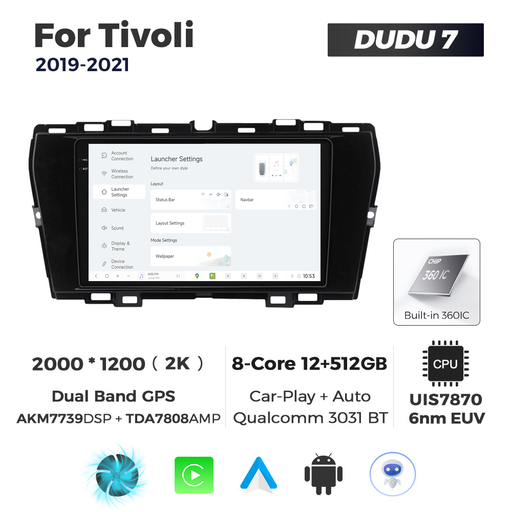 Navigatie Dedicata SsangYong Tivoli 2019-2021 DUDU7 9" 12GB RAM, 512GB ROM, Octacore, Ecran 2K, CarPlay&AndroidAuto, Android - imagine 2