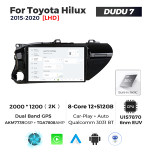 Navigatie Dedicata Toyota Hilux 2015-2020 DUDU7 9" 12GB RAM, 512GB ROM, Octacore, Ecran 2K, CarPlay&AndroidAuto, Android - imagine 2