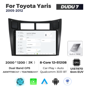 Navigatie Dedicata Toyota Yaris 2005-2012 DUDU7 9" 12GB RAM, 512GB ROM, Octacore, Ecran 2K, CarPlay&AndroidAuto, Android - imagine 2