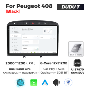 Navigatie Dedicata Peugeot 408 2001-2008 DUDU7 9" 12GB RAM, 512GB ROM, Octacore, Ecran 2K, CarPlay&AndroidAuto, Android - imagine 2