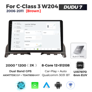 Navigatie Dedicata Benz C-Class 3 W204 2006-2011 DUDU7 9" 12GB RAM, 512GB ROM, Octacore, Ecran 2K, CarPlay&AndroidAuto, Android - imagine 2