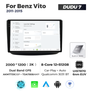 Navigatie Dedicata Benz Vito 2011-2015 DUDU7 9" 12GB RAM, 512GB ROM, Octacore, Ecran 2K, CarPlay&AndroidAuto, Android - imagine 2