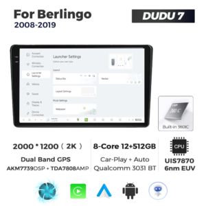Navigatie Dedicata Citroen Berlingo 2008-2019 DUDU7 9" 12GB RAM, 512GB ROM, Octacore, Ecran 2K, CarPlay&AndroidAuto, Android - imagine 2