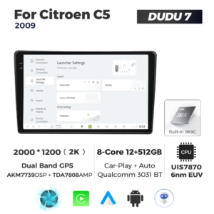 Navigatie Dedicata Citroen C5 DUDU7 9" 12GB RAM, 512GB ROM, Octacore, Ecran 2K, CarPlay&AndroidAuto, Android - imagine 2