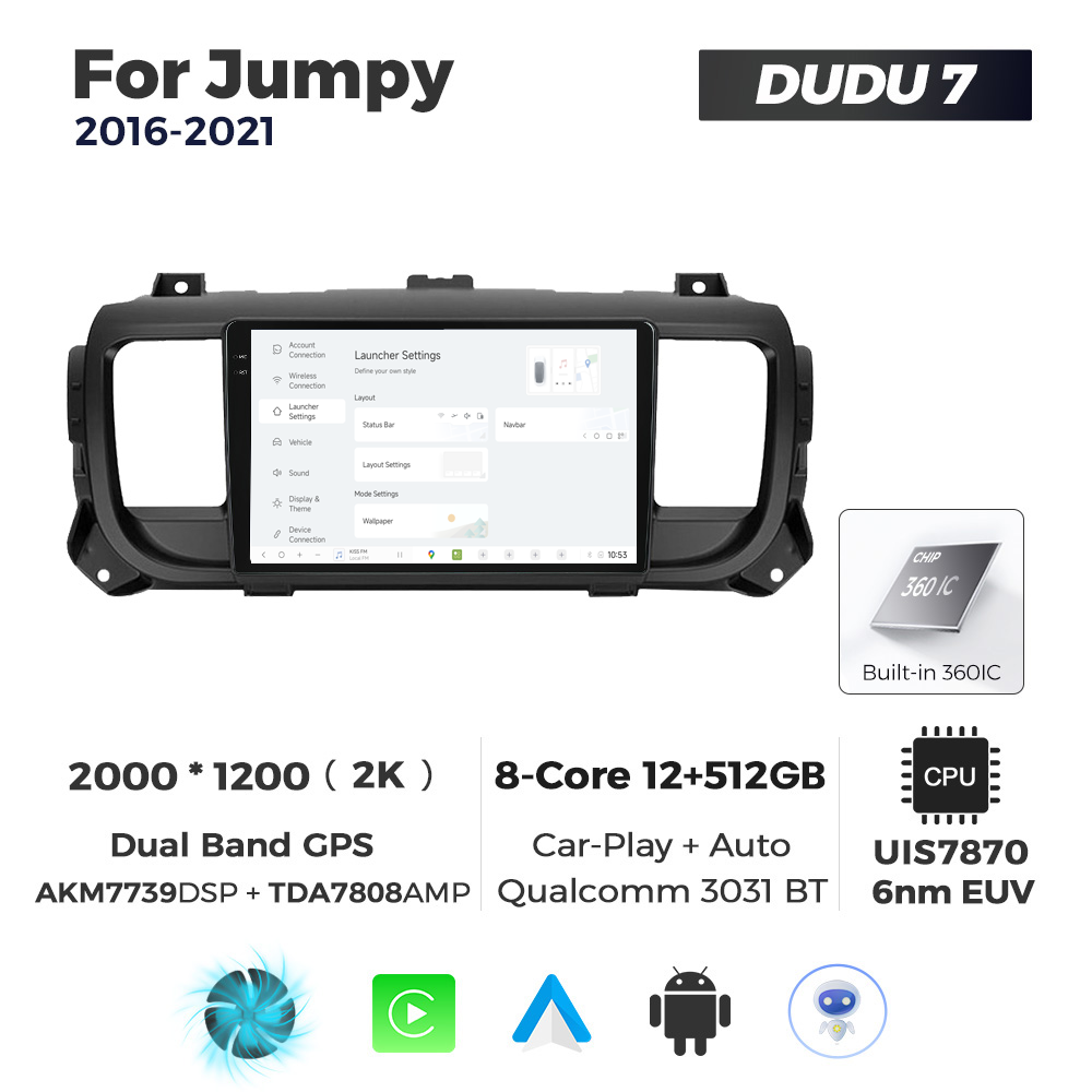 Navigatie Dedicata Citroen Jumpy 2016-2021 DUDU7 9" 12GB RAM, 512GB ROM, Octacore, Ecran 2K, CarPlay&AndroidAuto, Android - imagine 2