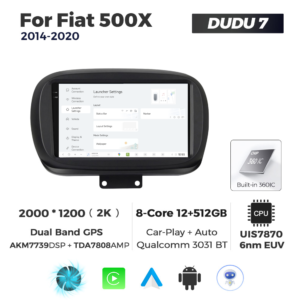 Navigatie Dedicata Fiat 500X 2014-2020 DUDU7 9" 12GB RAM, 512GB ROM, Octacore, Ecran 2K, CarPlay&AndroidAuto, Android - imagine 2