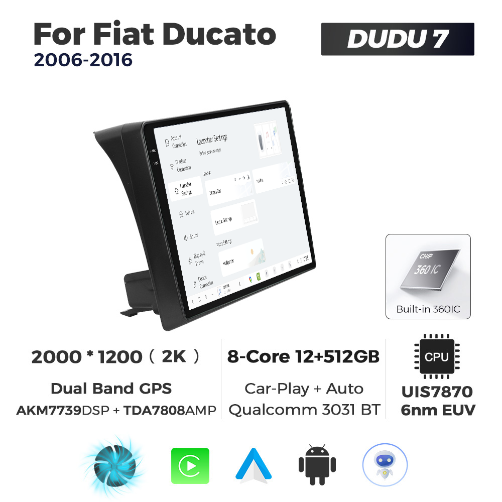 Navigatie Dedicata Fiat Ducato 2006-2016 DUDU7 9" 12GB RAM, 512GB ROM, Octacore, Ecran 2K, CarPlay&AndroidAuto, Android - imagine 2