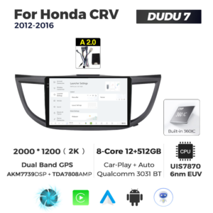 Navigatie Dedicata Honda CRV 2012-2016 DUDU7 9" 12GB RAM, 512GB ROM, Octacore, Ecran 2K, CarPlay&AndroidAuto, Android - imagine 2