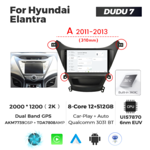 Navigatie Dedicata Hyundai Elantra 2011-2013 A DUDU7 9" 12GB RAM, 512GB ROM, Octacore, Ecran 2K, CarPlay&AndroidAuto, Android - imagine 2
