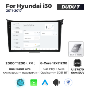 Navigatie Dedicata Hyundai I30 2011-2017 DUDU7 9" 12GB RAM, 512GB ROM, Octacore, Ecran 2K, CarPlay&AndroidAuto, Android - imagine 2