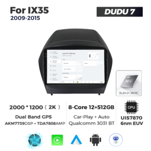 Navigatie Dedicata Hyundai IX35 2009-2015 DUDU7 9" 12GB RAM, 512GB ROM, Octacore, Ecran 2K, CarPlay&AndroidAuto, Android - imagine 2