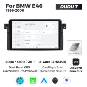 Navigatie Dedicata BMW E46 1998-2006 DUDU7 9" 12GB RAM, 512GB ROM, Octacore, Ecran 2K, CarPlay&AndroidAuto, Android - imagine 2