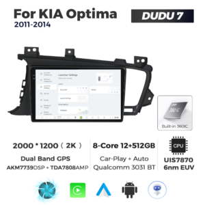 Navigatie Dedicata Kia Optima 2011-2014 DUDU7 9" 12GB RAM, 512GB ROM, Octacore, Ecran 2K, CarPlay&AndroidAuto, Android - imagine 2