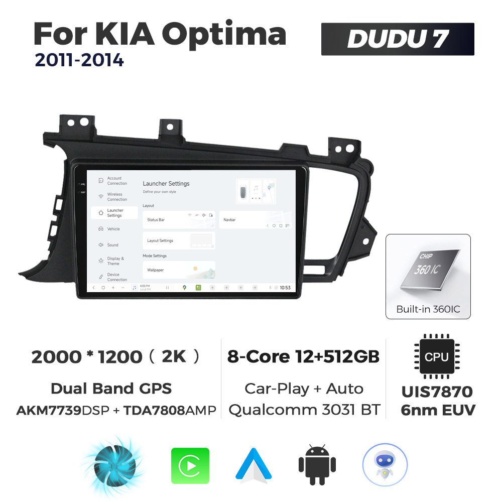 Navigatie Dedicata Kia Optima 2011-2014 DUDU7 9" 12GB RAM, 512GB ROM, Octacore, Ecran 2K, CarPlay&AndroidAuto, Android - imagine 2