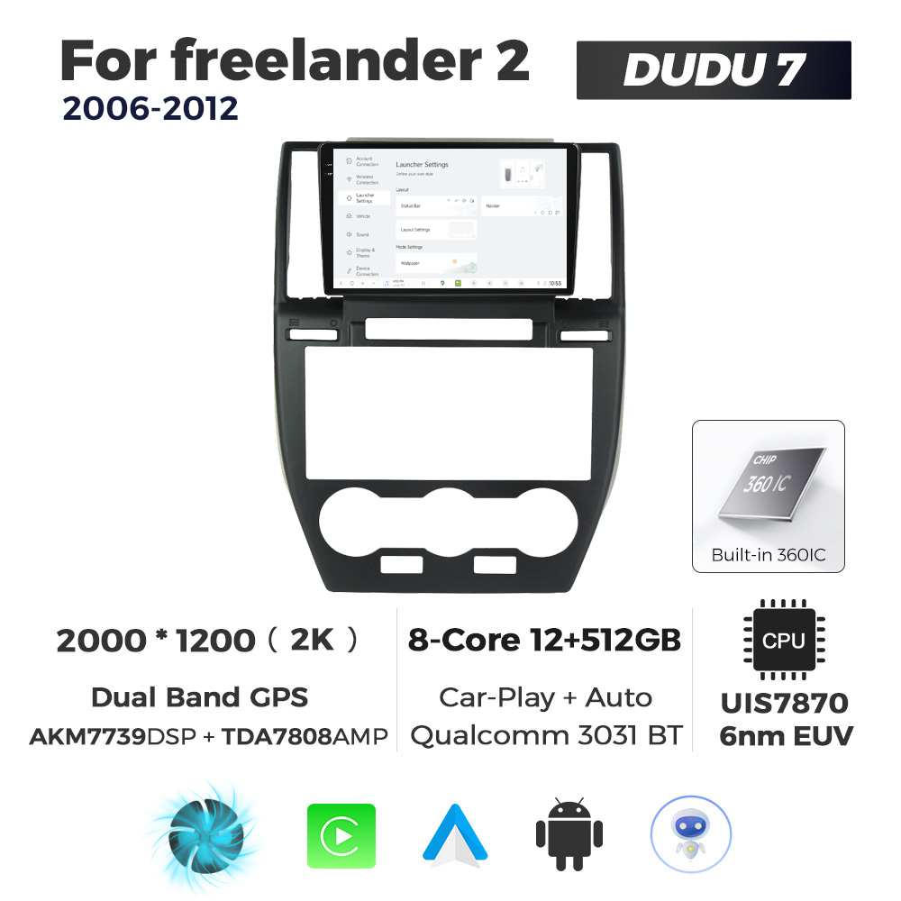 Navigatie Dedicata Land Rover Freelander 2 2006-2012 DUDU7 9" 12GB RAM, 512GB ROM, Octacore, Ecran 2K, CarPlay&AndroidAuto, Android - imagine 2