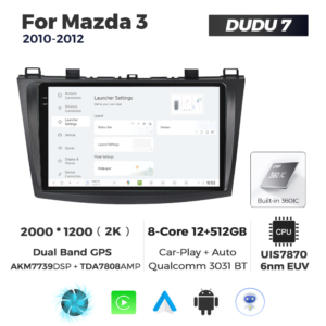 Navigatie Dedicata Mazda 3 2010-2012 DUDU7 9" 12GB RAM, 512GB ROM, Octacore, Ecran 2K, CarPlay&AndroidAuto, Android - imagine 2