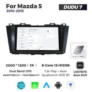 Navigatie Dedicata Mazda 5 2010-2015 DUDU7 9" 12GB RAM, 512GB ROM, Octacore, Ecran 2K, CarPlay&AndroidAuto, Android - imagine 2