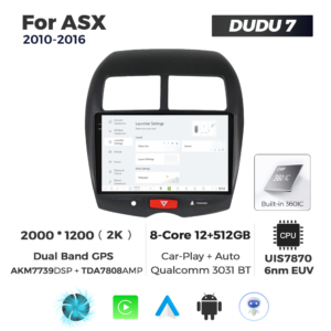 Navigatie Dedicata Mitsubishi ASX 2010-2016 DUDU7 9" 12GB RAM, 512GB ROM, Octacore, Ecran 2K, CarPlay&AndroidAuto, Android - imagine 2