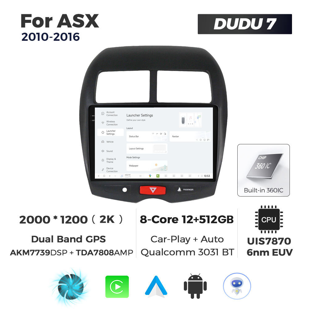 Navigatie Dedicata Mitsubishi ASX 2010-2016 DUDU7 9" 12GB RAM, 512GB ROM, Octacore, Ecran 2K, CarPlay&AndroidAuto, Android - imagine 2