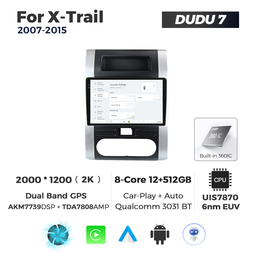 Navigatie Dedicata Nissan X-Trail 2007-2015 DUDU7 9" 12GB RAM, 512GB ROM, Octacore, Ecran 2K, CarPlay&AndroidAuto, Android - imagine 2